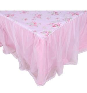 Dust Ruffled Bed Skirts Twin Size Lace with Platform 18 inch Deep Pink